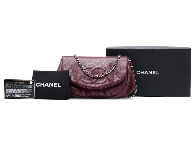 Chanel Red CC Caviar Half Moon Wallet on Chain Rosso Bordò - vista 7