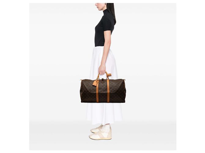 Louis Vuitton Brown Monogram Keepall 55 Marrom - vista 7