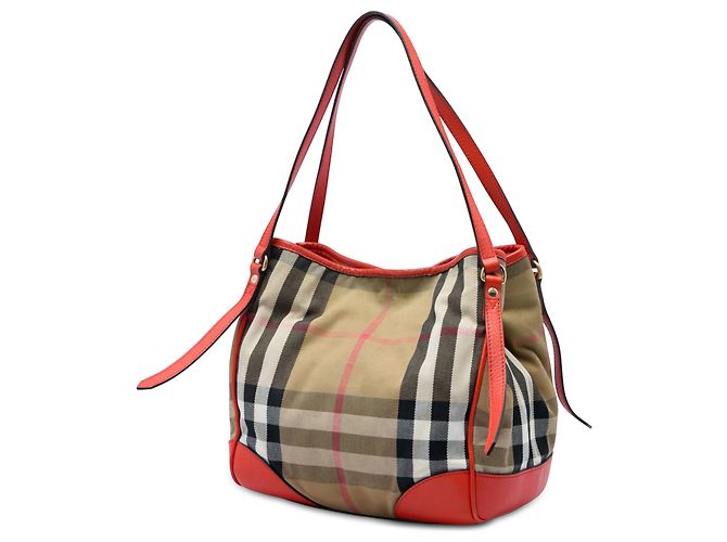 Borsa Tote Burberry Brown Small House Check Canvas Bridle Canterbury Marrone Marrone chiaro - vista 2