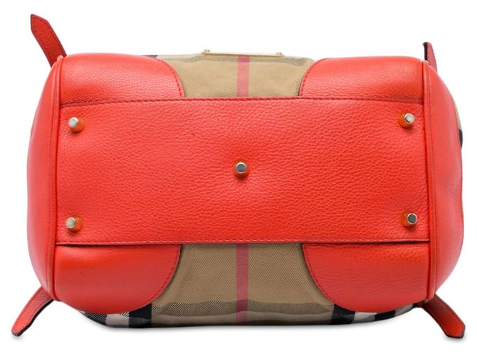 Borsa Tote Burberry Brown Small House Check Canvas Bridle Canterbury Marrone Marrone chiaro - vista 3