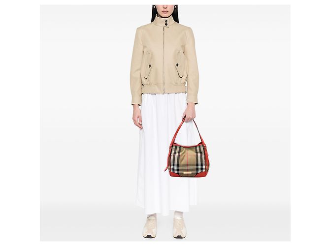Borsa Tote Burberry Brown Small House Check Canvas Bridle Canterbury Marrone Marrone chiaro - vista 6