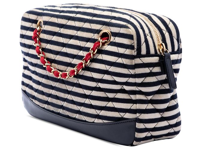 Bolsa Camera Coco Sailor Chanel em jersey acolchoado preto e pele de cordeiro - vista 2