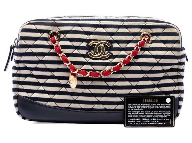Bolsa Camera Coco Sailor Chanel em jersey acolchoado preto e pele de cordeiro - vista 7