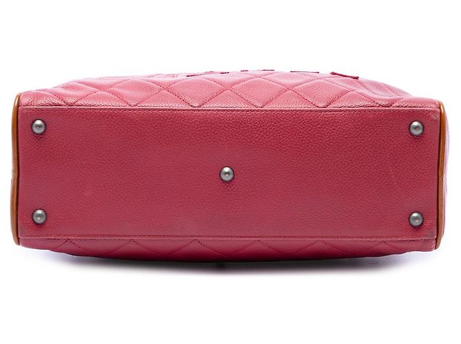 Borsa Bowler Chanel in vitello matelassé rosa Small con logo - vista 3