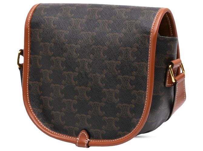 Céline Celine Brown Medium Triomphe Coated Canvas Folco Crossbody Braun Dunkelbraun - Ansicht 2