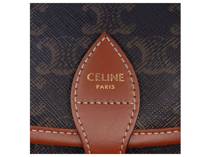 Céline Celine Brown Medium Triomphe Coated Canvas Folco Crossbody Braun Dunkelbraun - Ansicht 5