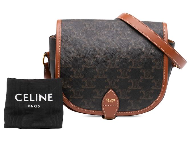 Céline Celine Brown Medium Triomphe Coated Canvas Folco Crossbody Braun Dunkelbraun - Ansicht 7