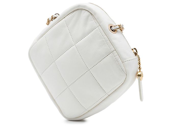 Clutch Chanel White CC em pele de cordeiro acolchoada diamante com corrente Branco - vista 2
