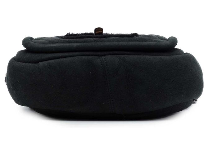 Chanel Reissue 2.55 Flap en daim noir avec garniture en peau retournée - vue 3