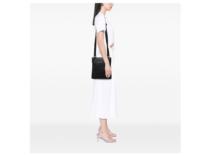 Borsa a tracolla Gucci in canvas GG nero - vista 6
