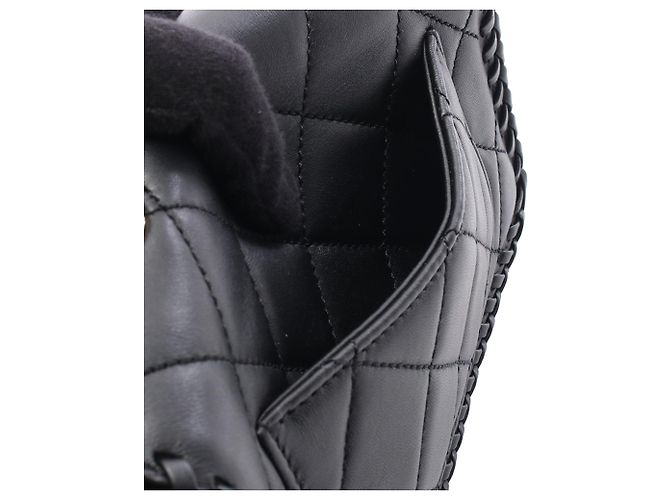 Chanel Black Quilted Lambskin Whipstitch Single Flap Noir - vue 4