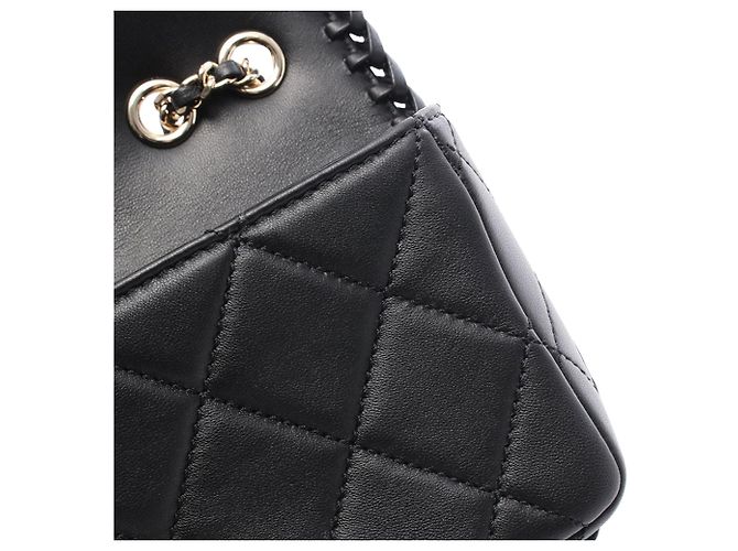 Chanel Black Quilted Lambskin Whipstitch Single Flap Noir - vue 7