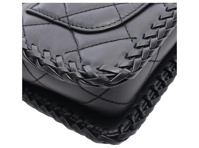 Chanel Black Quilted Lambskin Whipstitch Single Flap Noir - vue 8