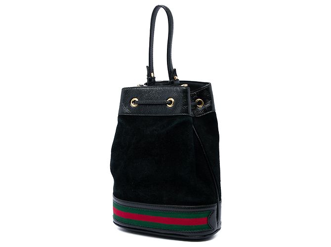 Borsa secchiello Gucci Ophidia Small in camoscio nero con Web - vista 2
