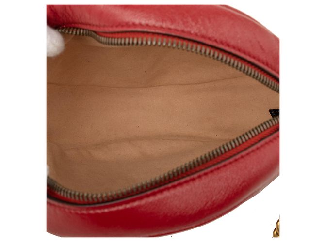 Borsa a tracolla rotonda Gucci Mini GG Marmont in pelle matelassé rossa Rosso - vista 4