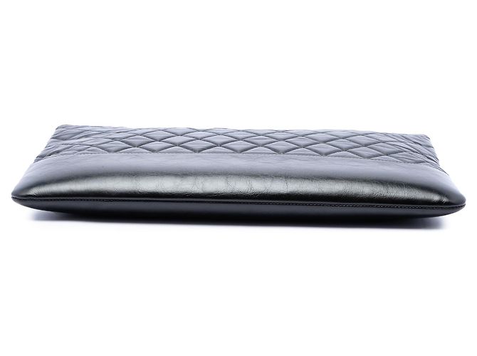Chanel Pochette Gabrielle O Case Grande in Pelle di Vitello Invecchiata Nera Nero - vista 3