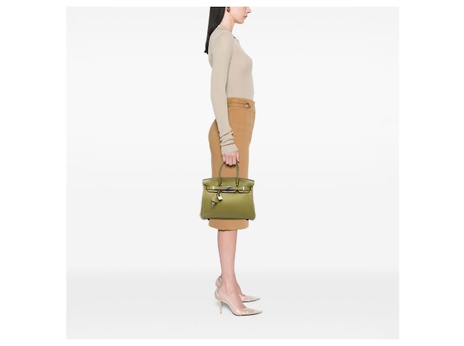 Hermès Green Clemence Birkin Retourne 30 Verde Verde oliva - vista 6