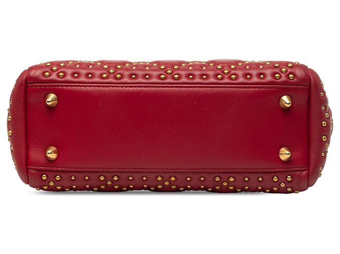 Autre Marque Dior Red Small Lambskin Cannage Studded Supple Lady Dior Rosso - vista 3