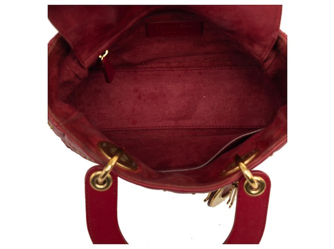 Autre Marque Dior Red Small Lambskin Cannage Studded Supple Lady Dior Rosso - vista 4