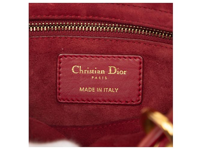 Autre Marque Dior Red Small Lambskin Cannage Studded Supple Lady Dior Rosso - vista 5