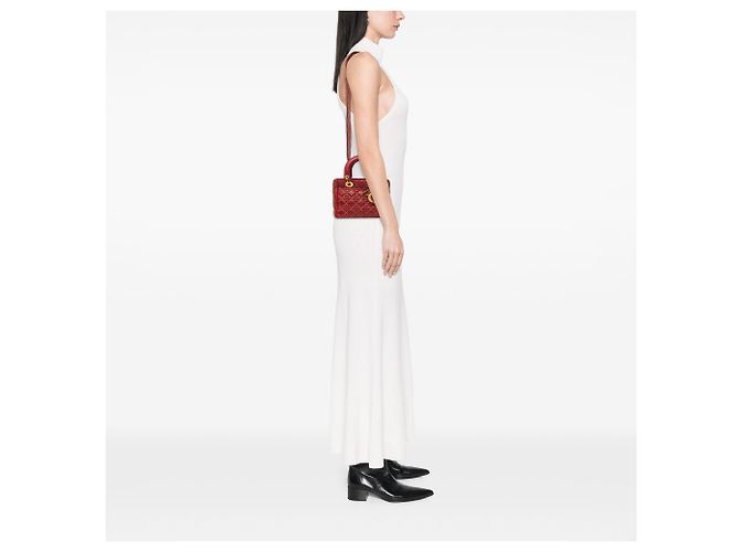 Autre Marque Dior Red Small Lambskin Cannage Studded Supple Lady Dior Rosso - vista 6