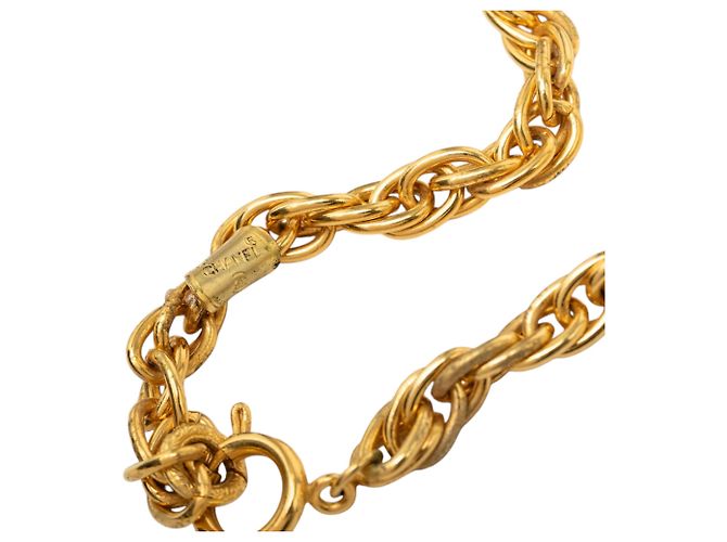Collana con pendente Chanel Gold CC placcata in oro e strass D'oro - vista 4