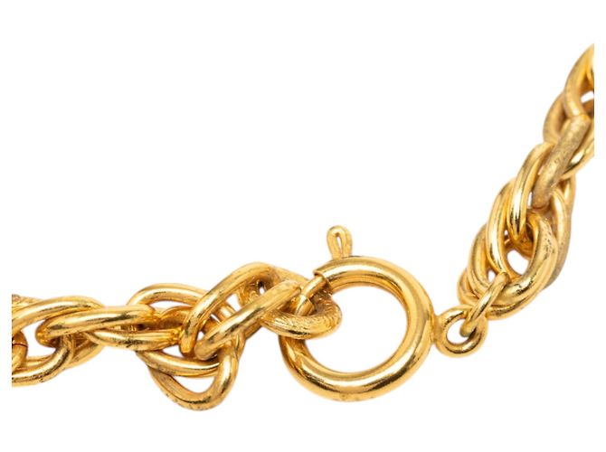 Collana con pendente Chanel Gold CC placcata in oro e strass D'oro - vista 5