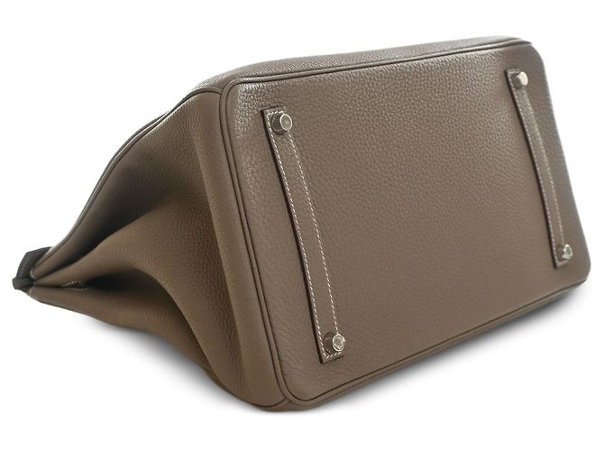 Hermès Brown Clemence Birkin Retourne 35 Marron Taupe - vue 12