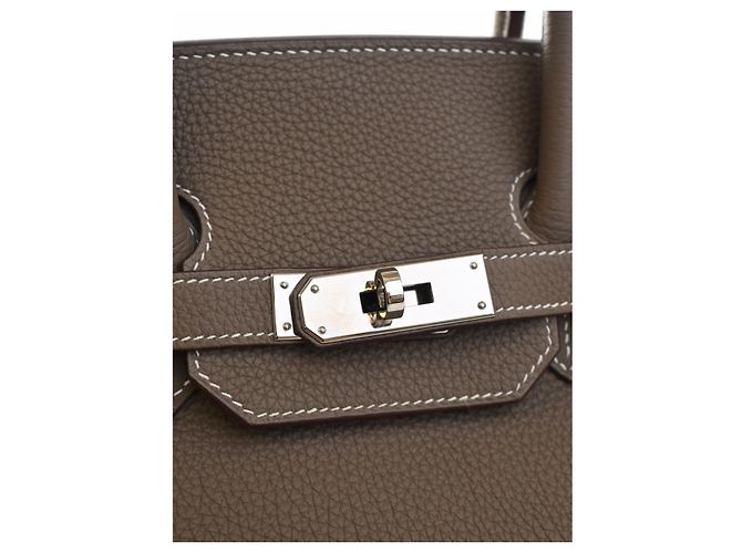 Hermès Brown Clemence Birkin Retourne 35 Marron Taupe - vue 6