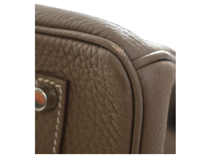 Hermès Brown Clemence Birkin Retourne 35 Marron Taupe - vue 8