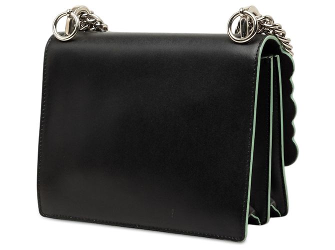 Borsa a tracolla Fendi Kan I Mini in pelle nera festonata e borchie in acrilico Nero - vista 2