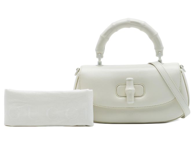 Bamboo Borsa a mano Gucci Diva Small in pelle di vitello bianca con manico in bambù Bianco - vista 7