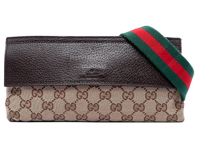 Borsa a tracolla Gucci in tela GG beige con Web - vista 3