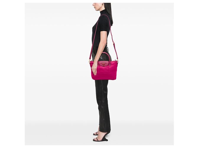 Prada Tessuto Satchel mit rosa Saffiano-Besatz Pink - Ansicht 6
