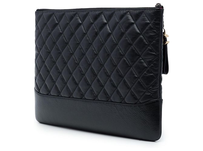 Chanel Pochette Gabrielle O Case Grande in Vitello Invecchiato Nero - vista 2
