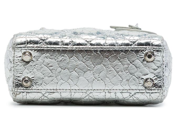 Autre Marque Dior Silver Micro Metallic Crinkled Calfskin Cannage Lady Dior Argento - vista 3
