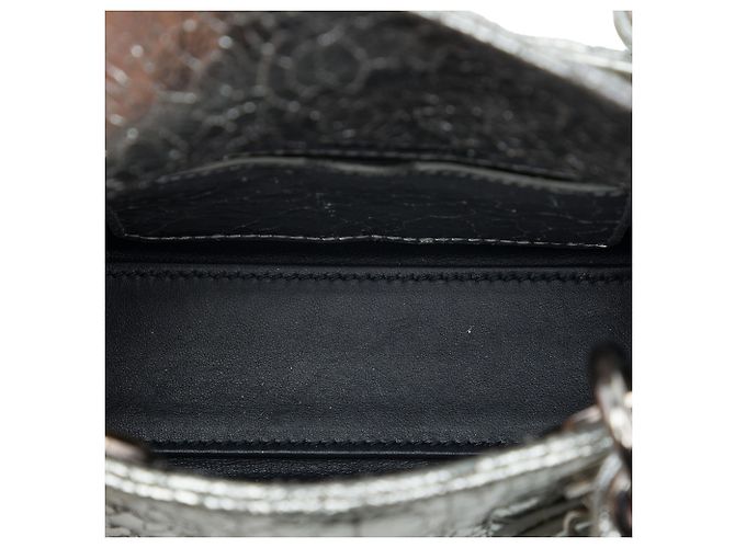 Autre Marque Dior Silver Micro Metallic Crinkled Calfskin Cannage Lady Dior Argento - vista 4
