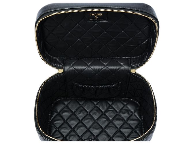 Necessaire Chanel Black CC Quilted Caviar Vanity Case Nero - vista 4