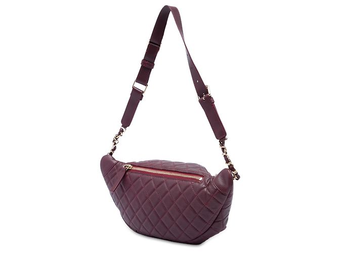 Borsa a Vita Chanel in vitello matelassé rosso Bordò - vista 2