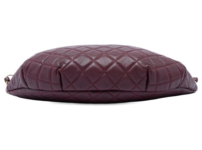 Borsa a Vita Chanel in vitello matelassé rosso Bordò - vista 3