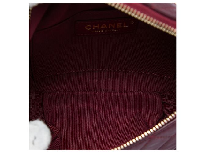 Borsa a Vita Chanel in vitello matelassé rosso Bordò - vista 4