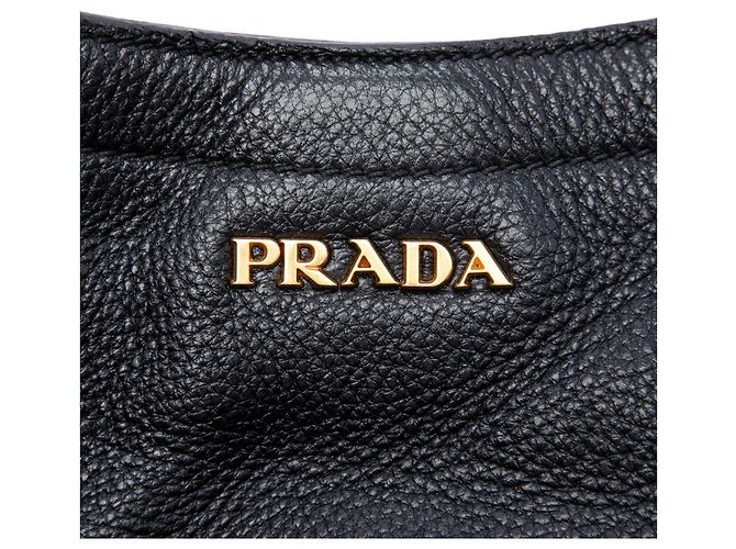Tote convertible Prada in pelle Vitello Daino nera con zip laterale Nero - vista 5