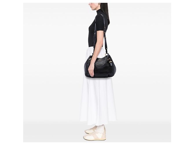 Tote convertible Prada in pelle Vitello Daino nera con zip laterale Nero - vista 6