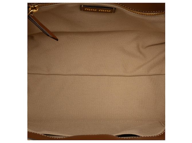 Borsa Satchel Miu Miu in rafia beige con frange - vista 4