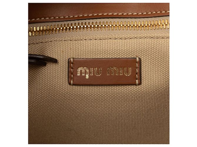 Borsa Satchel Miu Miu in rafia beige con frange - vista 5