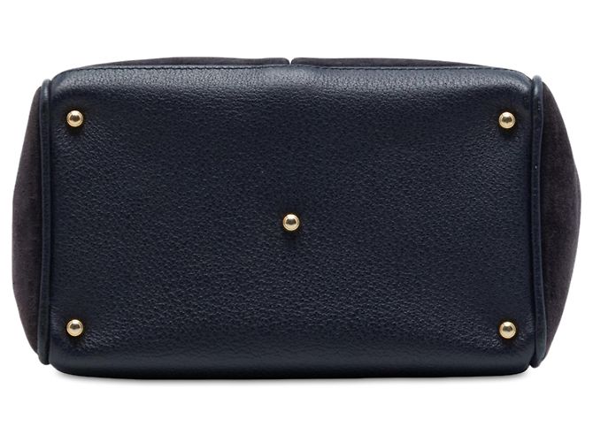 Bamboo Borsa Satchel Gucci in camoscio blu con bambù Blu navy - vista 3