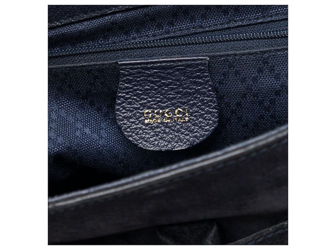 Bamboo Borsa Satchel Gucci in camoscio blu con bambù Blu navy - vista 5