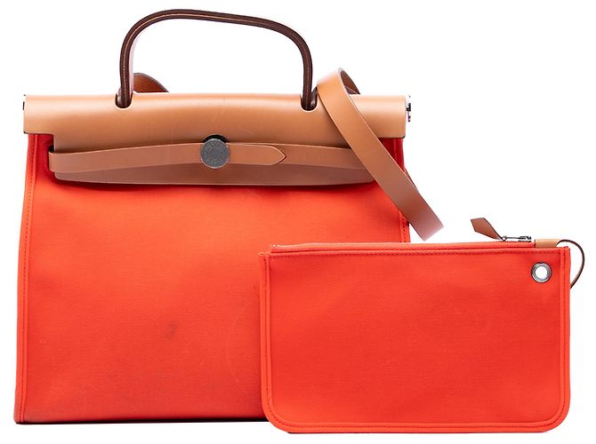 Hermès Orange Toile Herbag Zip 31 Arancione - vista 7