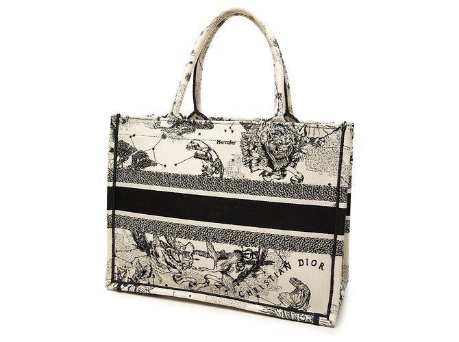 Autre Marque Bolso Book Tote Dior Medium de lona bordada Zodiac Toile De Jouy Blanco - vista 2