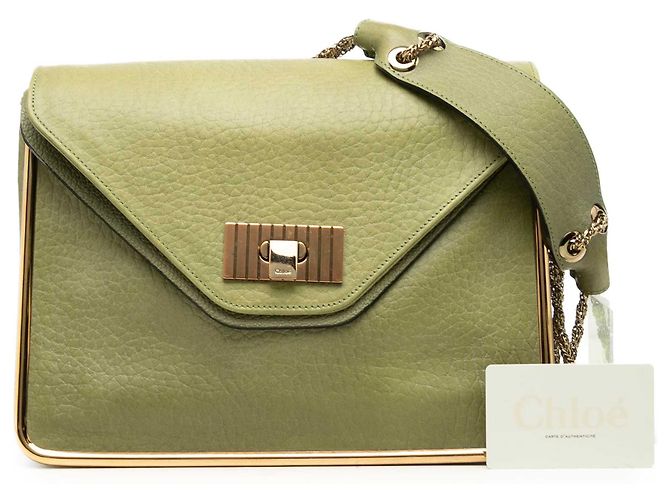 Borsa a tracolla Sally Chloé in pelle martellata verde Medium Verde oliva - vista 7
